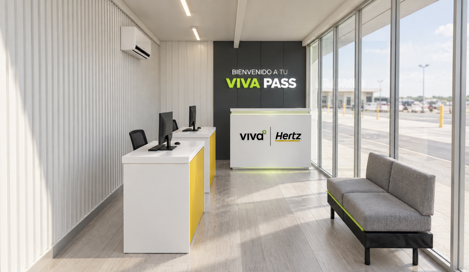 Hertz · Interior y mostradores